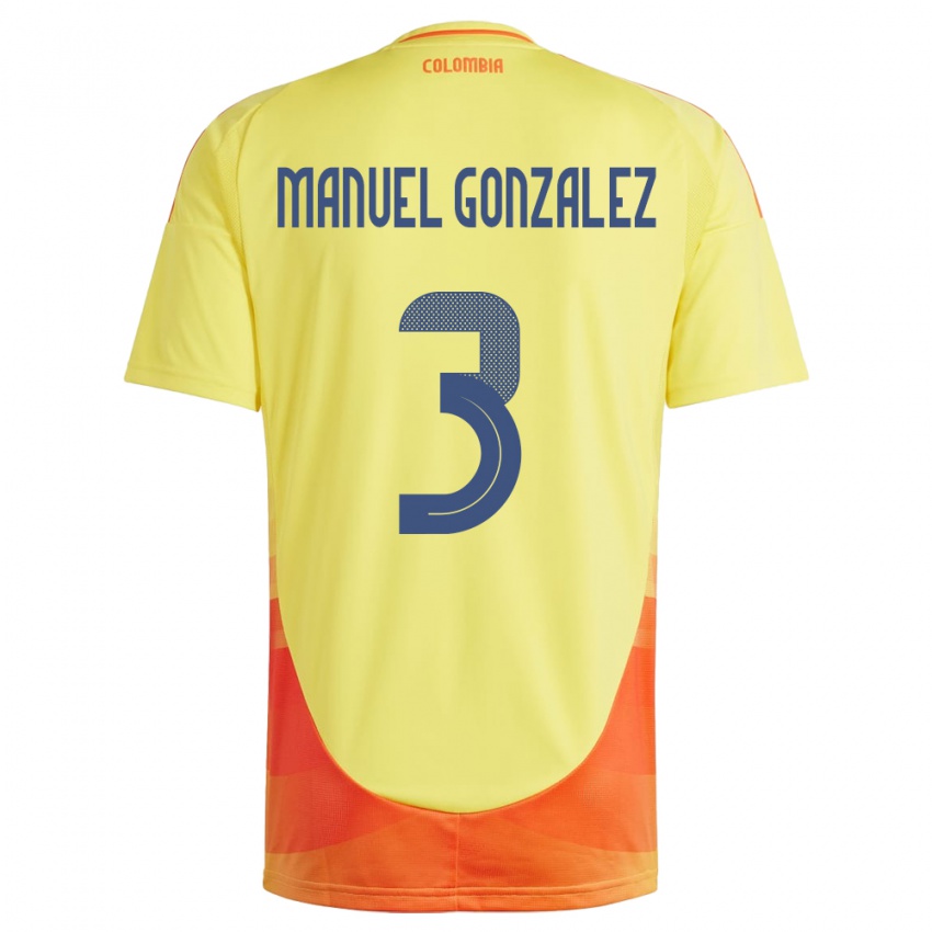 Kinder Kolumbien Carlos Manuel González #3 Gelb Heimtrikot Trikot 24-26 T-Shirt Österreich