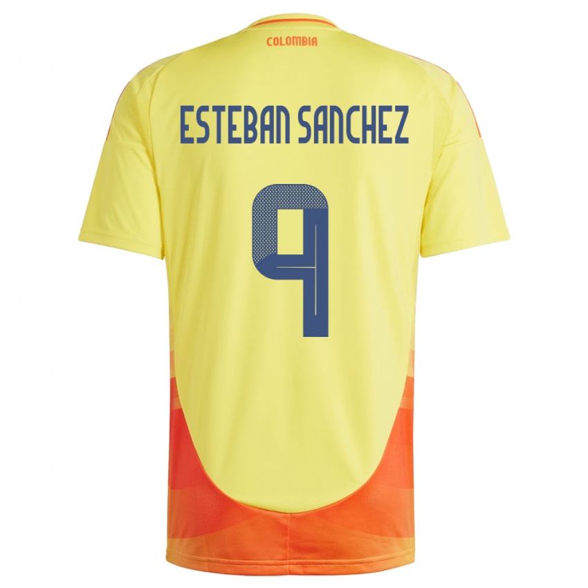 Kinder Kolumbien Juan Esteban Sánchez #9 Gelb Heimtrikot Trikot 24-26 T-Shirt Österreich