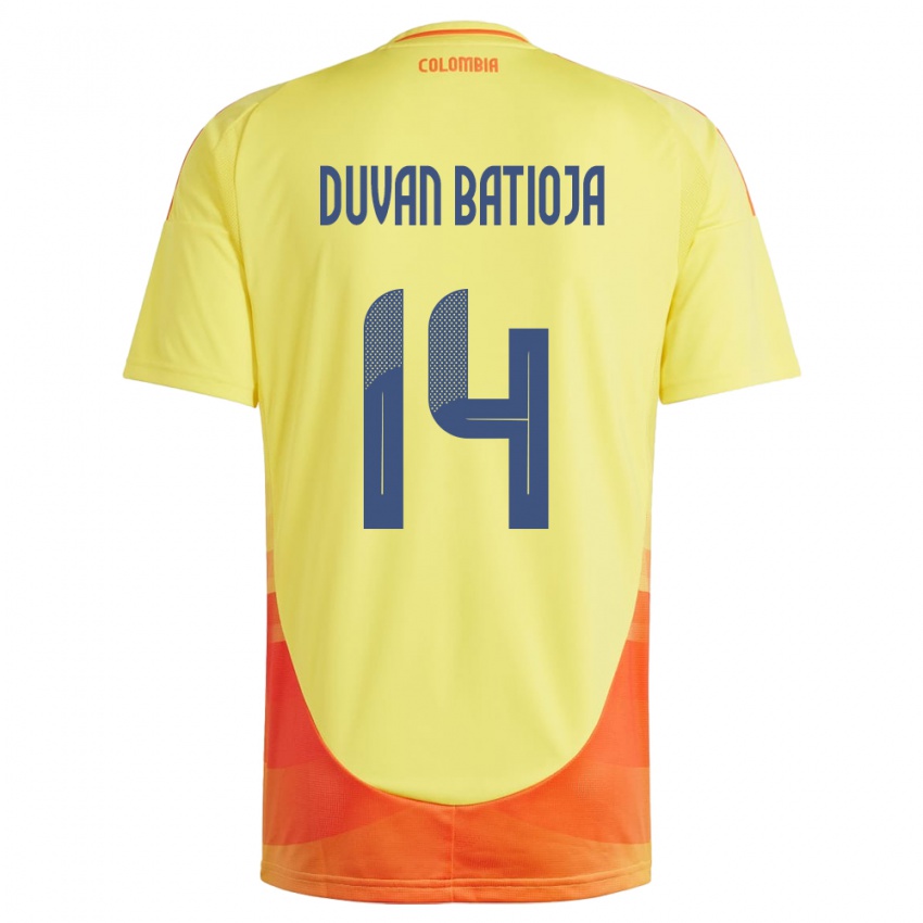 Kinder Kolumbien Andy Duván Batioja #14 Gelb Heimtrikot Trikot 24-26 T-Shirt Österreich