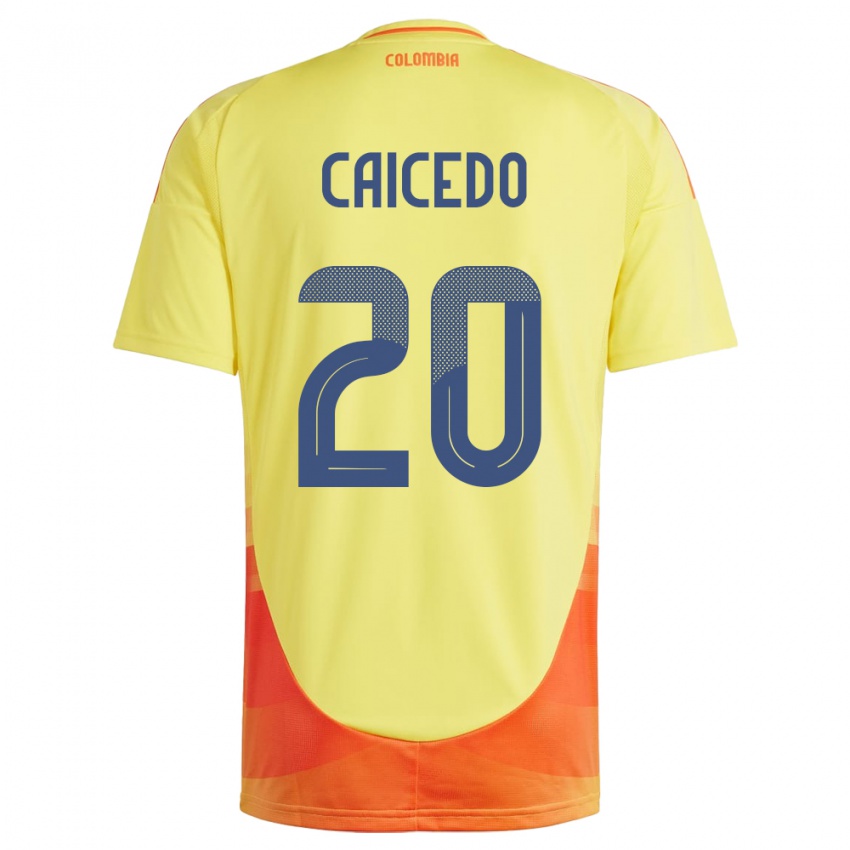 Kinder Kolumbien Brayan Caicedo #20 Gelb Heimtrikot Trikot 24-26 T-Shirt Österreich