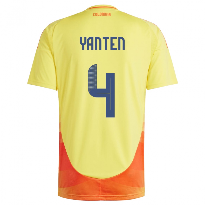 Kinder Kolumbien Fabiana Yantén #4 Gelb Heimtrikot Trikot 24-26 T-Shirt Österreich