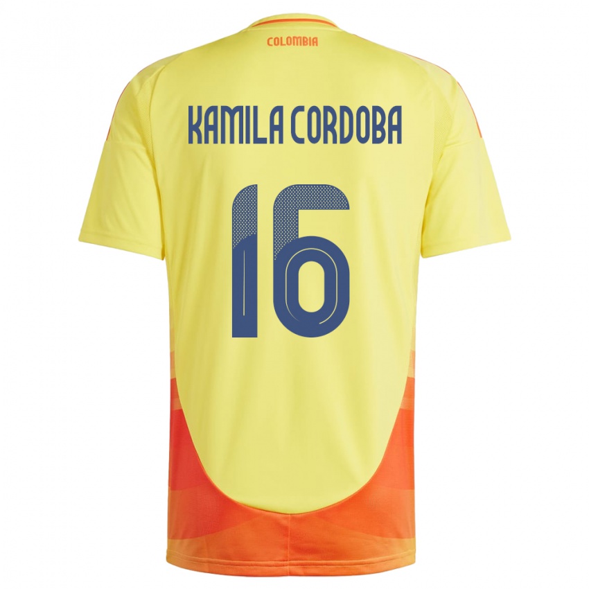 Kinder Kolumbien Sara Kamila Córdoba #16 Gelb Heimtrikot Trikot 24-26 T-Shirt Österreich