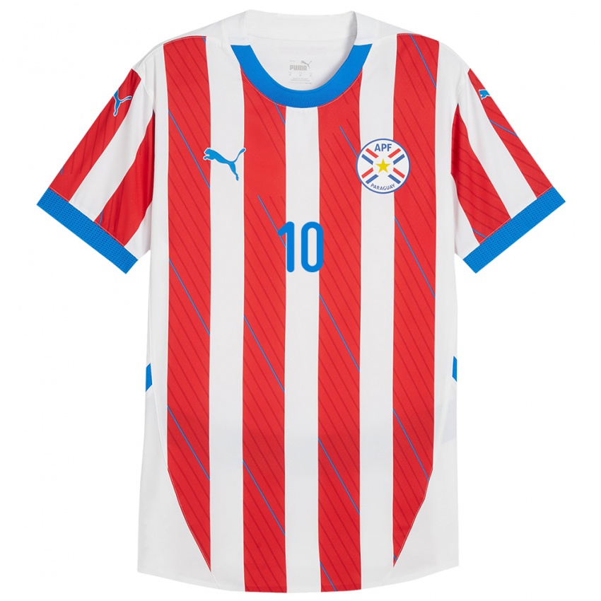 Kinder Paraguay Jessica Martínez #10 Weiß Rot Heimtrikot Trikot 24-26 T-Shirt Österreich