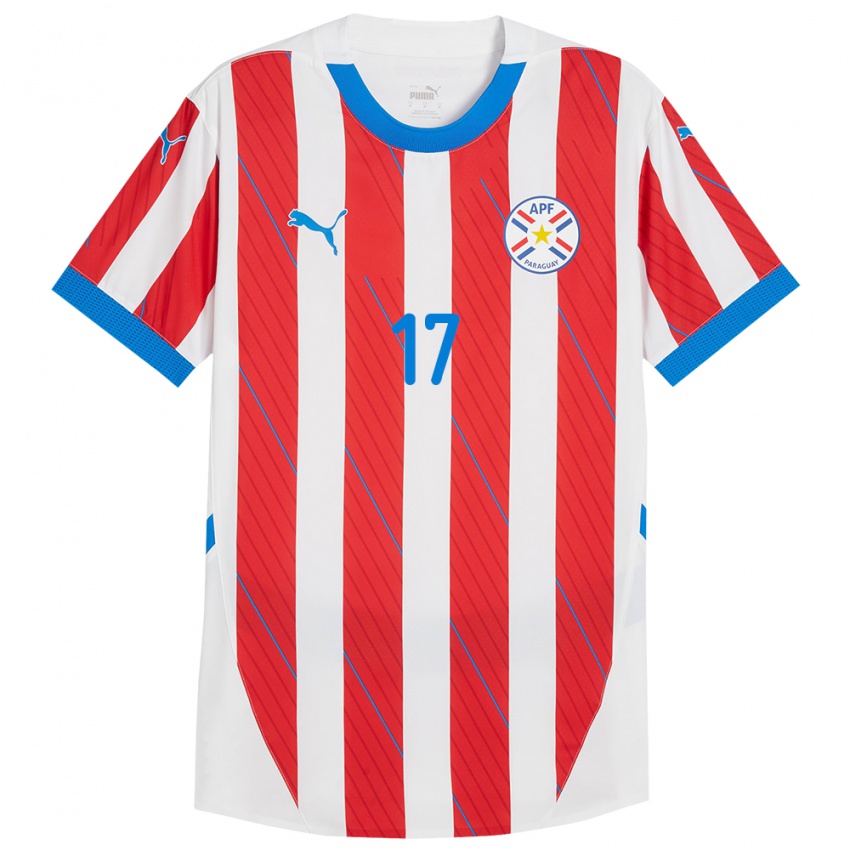 Kinder Paraguay Kevin Pereira #17 Weiß Rot Heimtrikot Trikot 24-26 T-Shirt Österreich