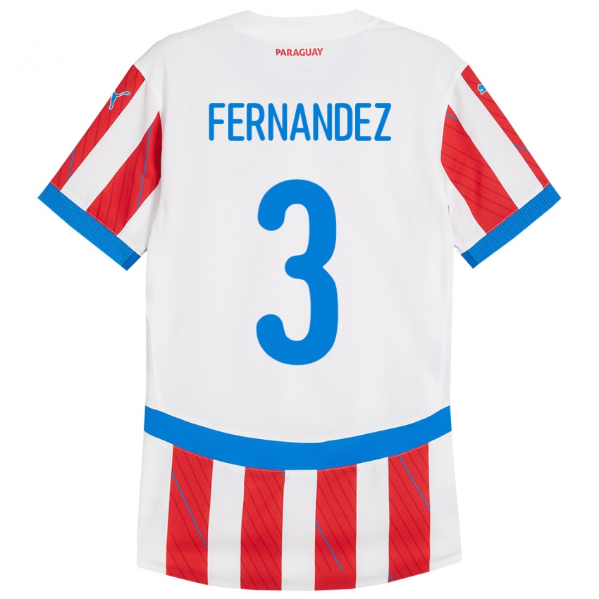 Kinder Paraguay Roberto Fernández #3 Weiß Rot Heimtrikot Trikot 24-26 T-Shirt Österreich