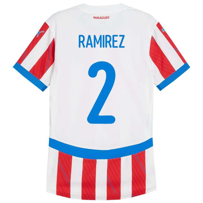 Kinder Paraguay Iván Ramírez #2 Weiß Rot Heimtrikot Trikot 24-26 T-Shirt Österreich