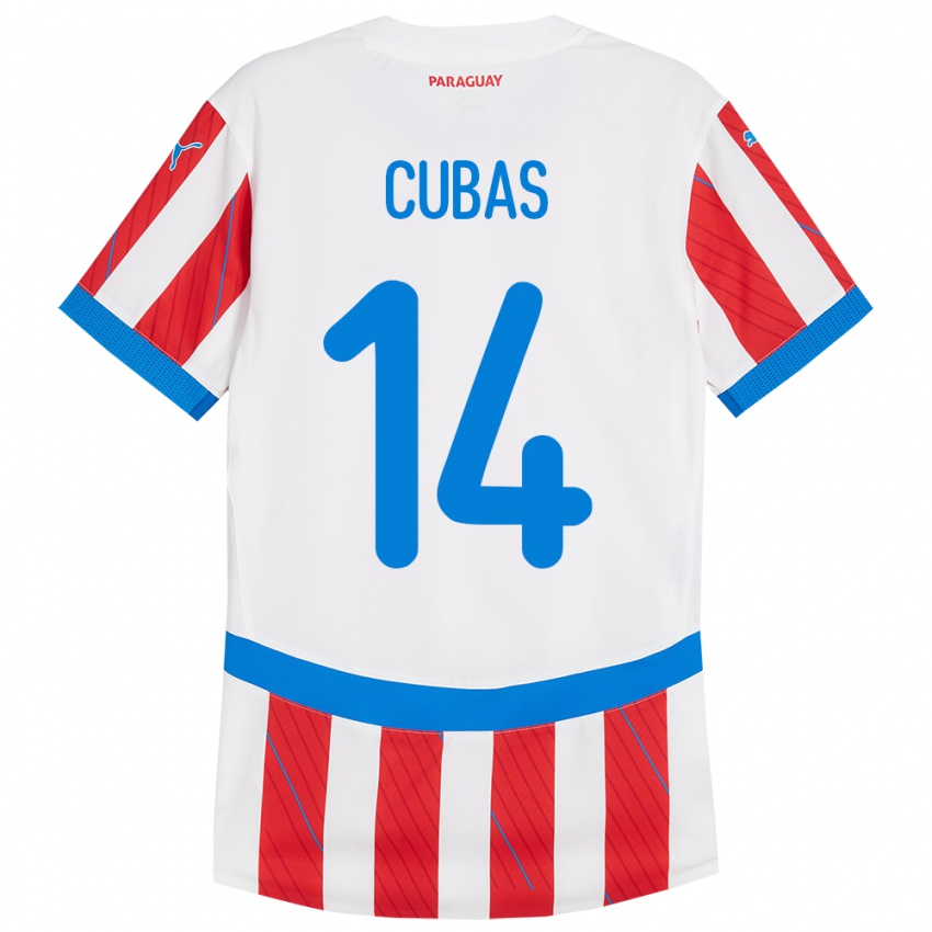 Kinder Paraguay Andrés Cubas #14 Weiß Rot Heimtrikot Trikot 24-26 T-Shirt Österreich