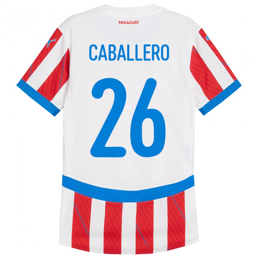 Kinder Paraguay Hernesto Caballero #26 Weiß Rot Heimtrikot Trikot 24-26 T-Shirt Österreich