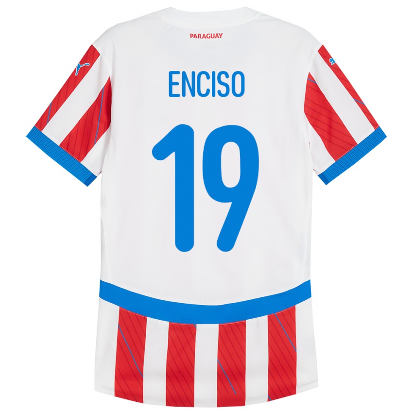 Kinder Paraguay Julio Enciso #19 Weiß Rot Heimtrikot Trikot 24-26 T-Shirt Österreich