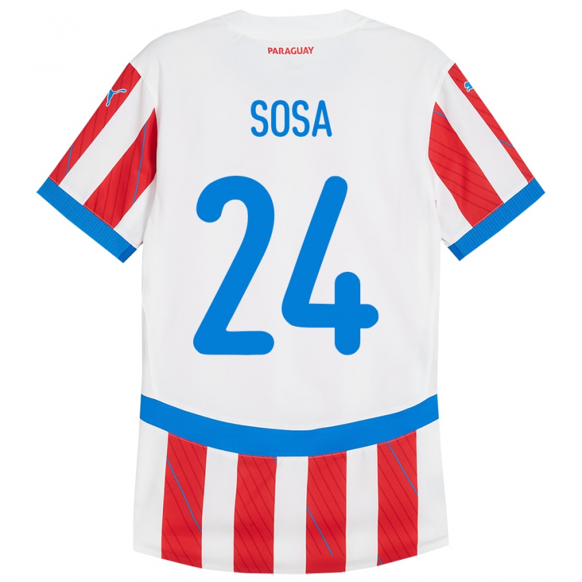 Kinder Paraguay Ramón Sosa #24 Weiß Rot Heimtrikot Trikot 24-26 T-Shirt Österreich