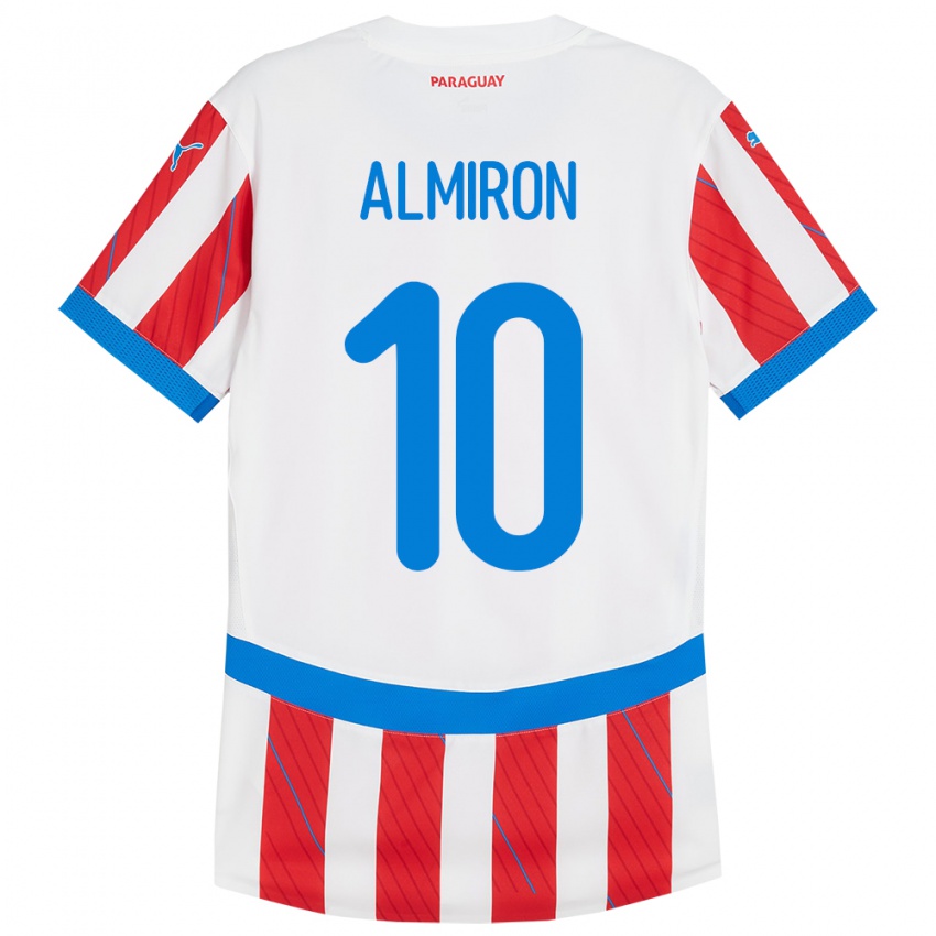 Kinder Paraguay Miguel Almirón #10 Weiß Rot Heimtrikot Trikot 24-26 T-Shirt Österreich