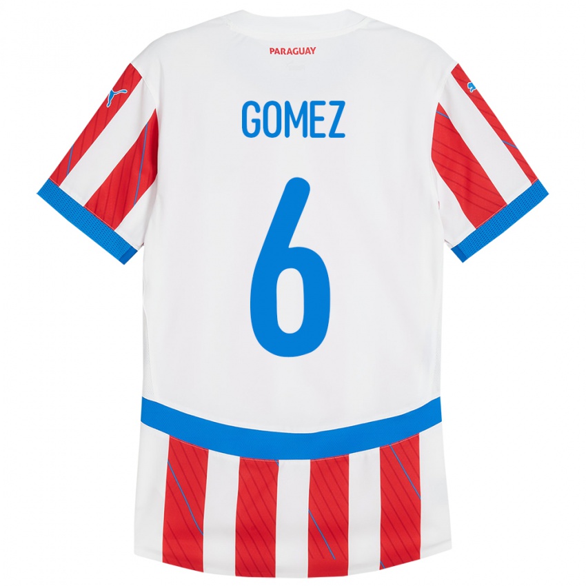 Kinder Paraguay Marcos Gómez #6 Weiß Rot Heimtrikot Trikot 24-26 T-Shirt Österreich