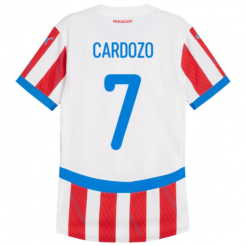 Kinder Paraguay Fernando Cardozo #7 Weiß Rot Heimtrikot Trikot 24-26 T-Shirt Österreich