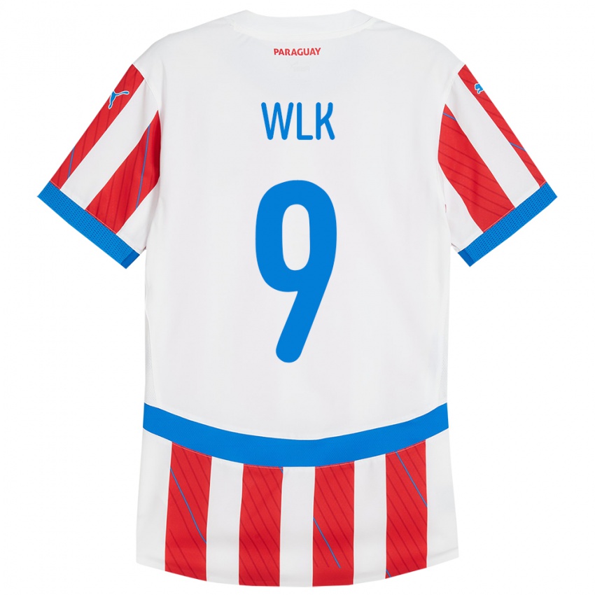 Kinder Paraguay Allan Wlk #9 Weiß Rot Heimtrikot Trikot 24-26 T-Shirt Österreich