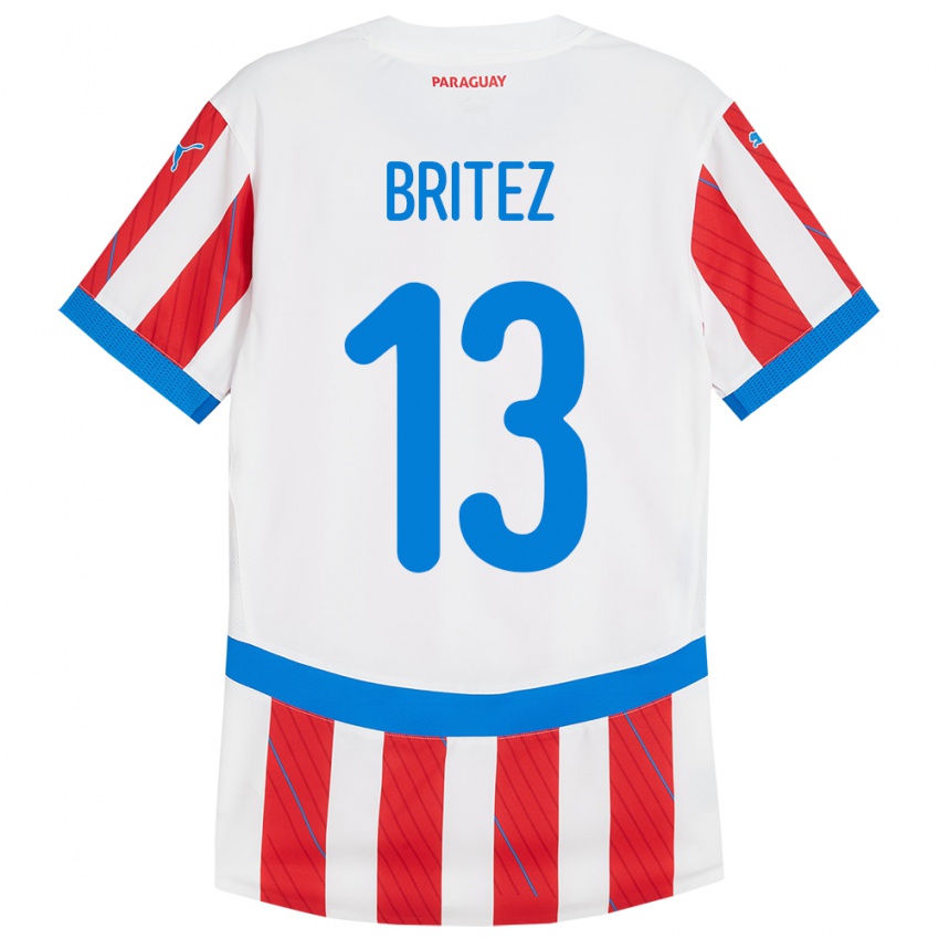 Kinder Paraguay Abel Brítez #13 Weiß Rot Heimtrikot Trikot 24-26 T-Shirt Österreich