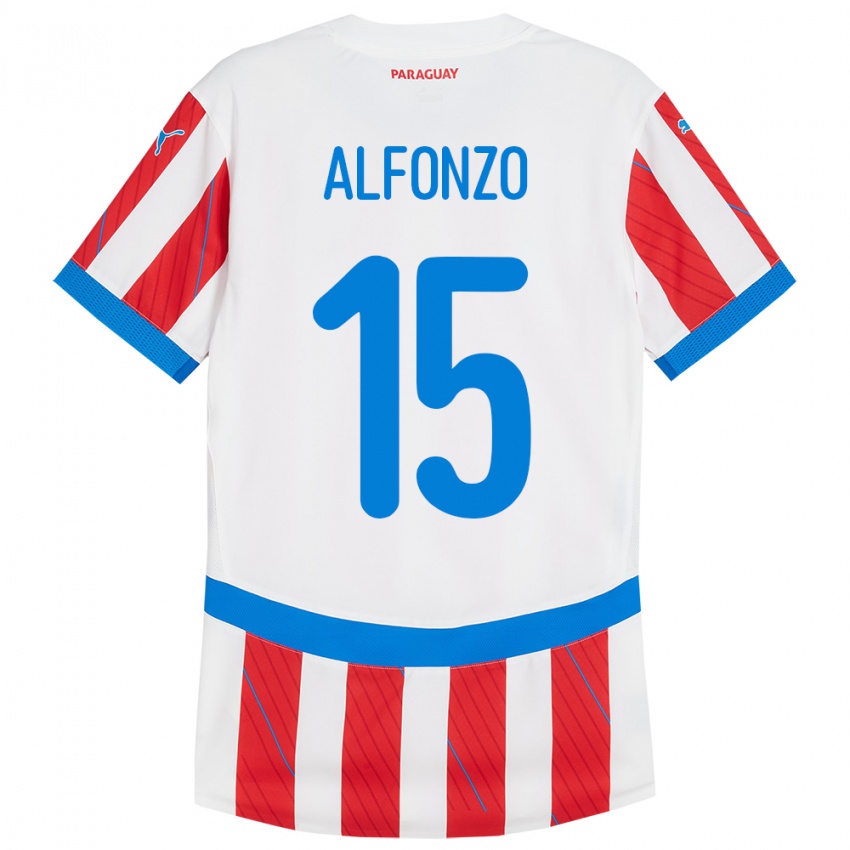 Kinder Paraguay Axel Alfonzo #15 Weiß Rot Heimtrikot Trikot 24-26 T-Shirt Österreich