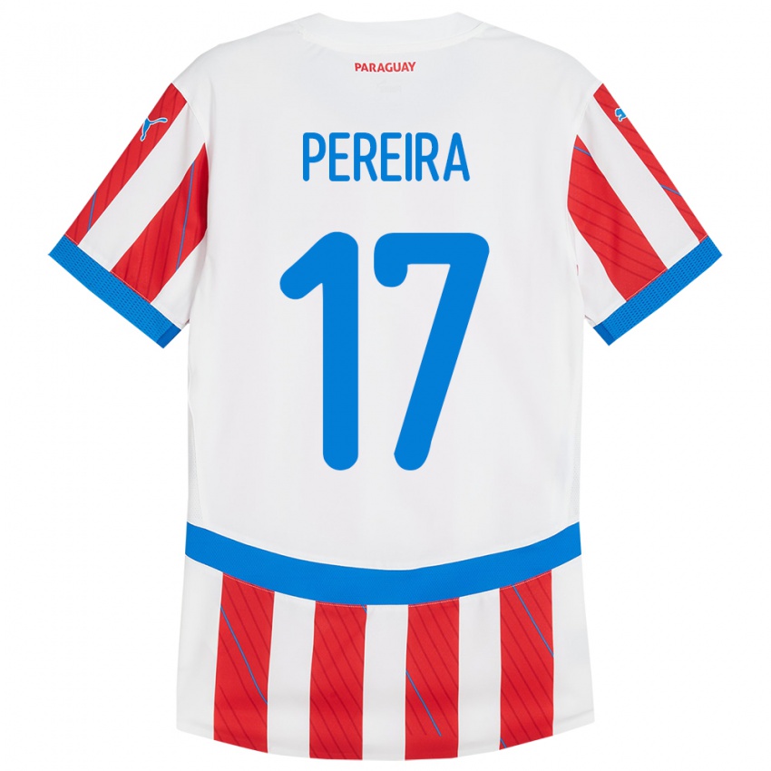 Kinder Paraguay Kevin Pereira #17 Weiß Rot Heimtrikot Trikot 24-26 T-Shirt Österreich