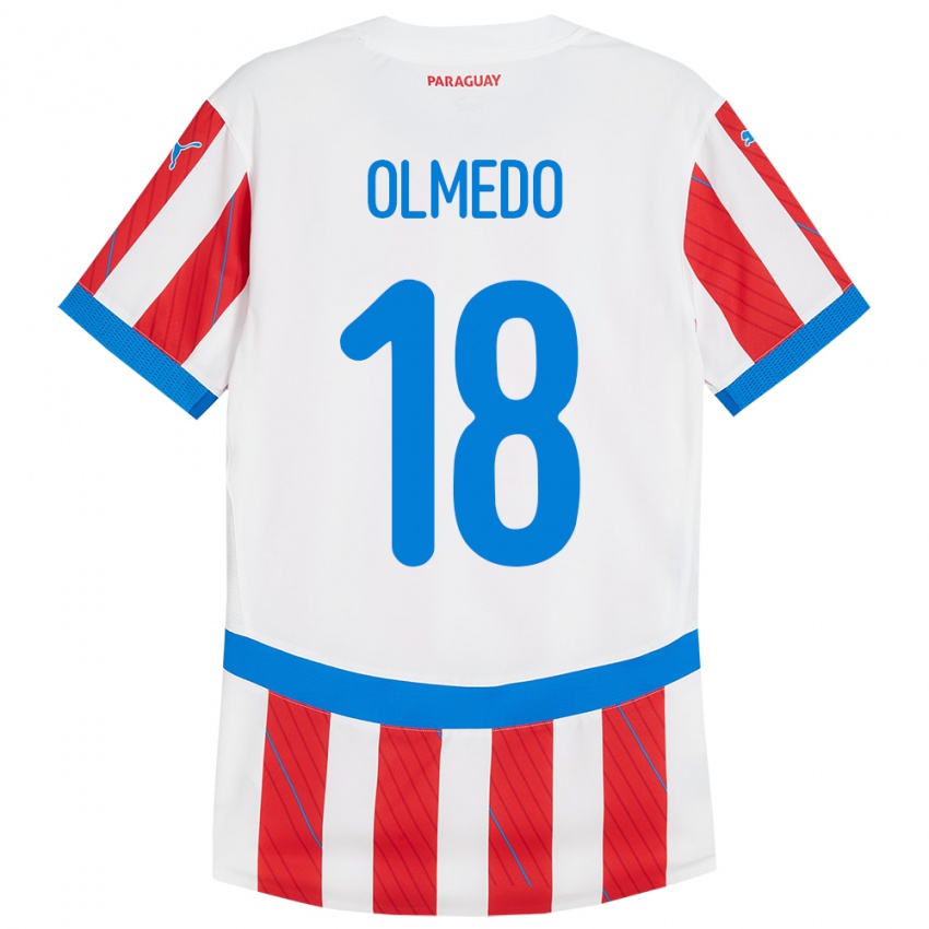 Kinder Paraguay Cesar Olmedo #18 Weiß Rot Heimtrikot Trikot 24-26 T-Shirt Österreich