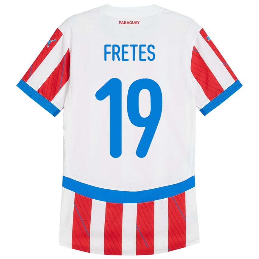 Kinder Paraguay Alexis Fretes #19 Weiß Rot Heimtrikot Trikot 24-26 T-Shirt Österreich