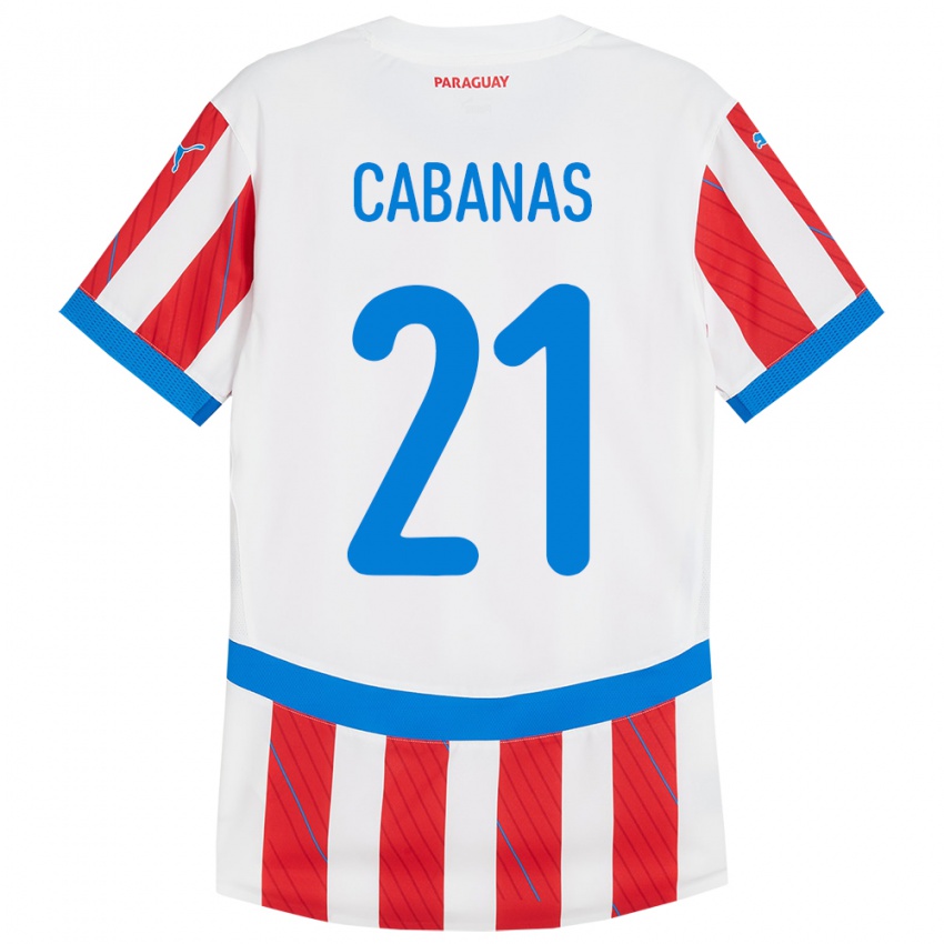 Kinder Paraguay Víctor Cabañas #21 Weiß Rot Heimtrikot Trikot 24-26 T-Shirt Österreich