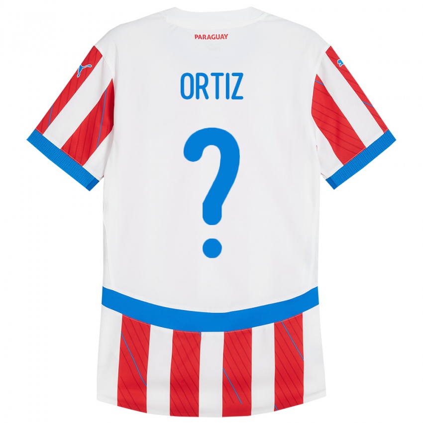 Kinder Paraguay Rolando Ortíz #0 Weiß Rot Heimtrikot Trikot 24-26 T-Shirt Österreich