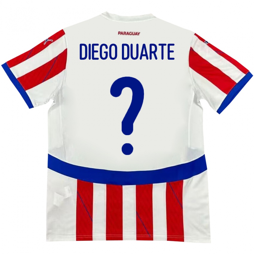 Kinder Paraguay Diego Duarte #0 Weiß Rot Heimtrikot Trikot 24-26 T-Shirt Österreich