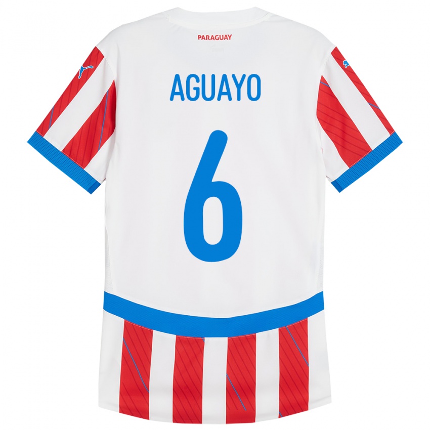 Kinder Paraguay Ángel Aguayo #6 Weiß Rot Heimtrikot Trikot 24-26 T-Shirt Österreich