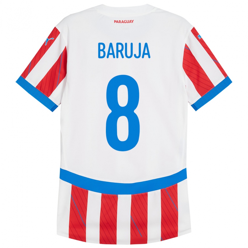 Kinder Paraguay Fabrizio Baruja #8 Weiß Rot Heimtrikot Trikot 24-26 T-Shirt Österreich