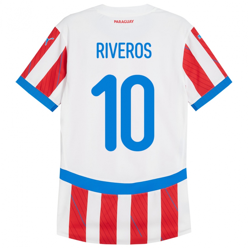 Kinder Paraguay Paulo Riveros #10 Weiß Rot Heimtrikot Trikot 24-26 T-Shirt Österreich