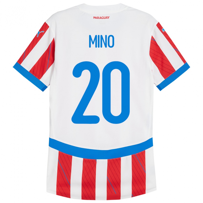 Kinder Paraguay César Miño #20 Weiß Rot Heimtrikot Trikot 24-26 T-Shirt Österreich