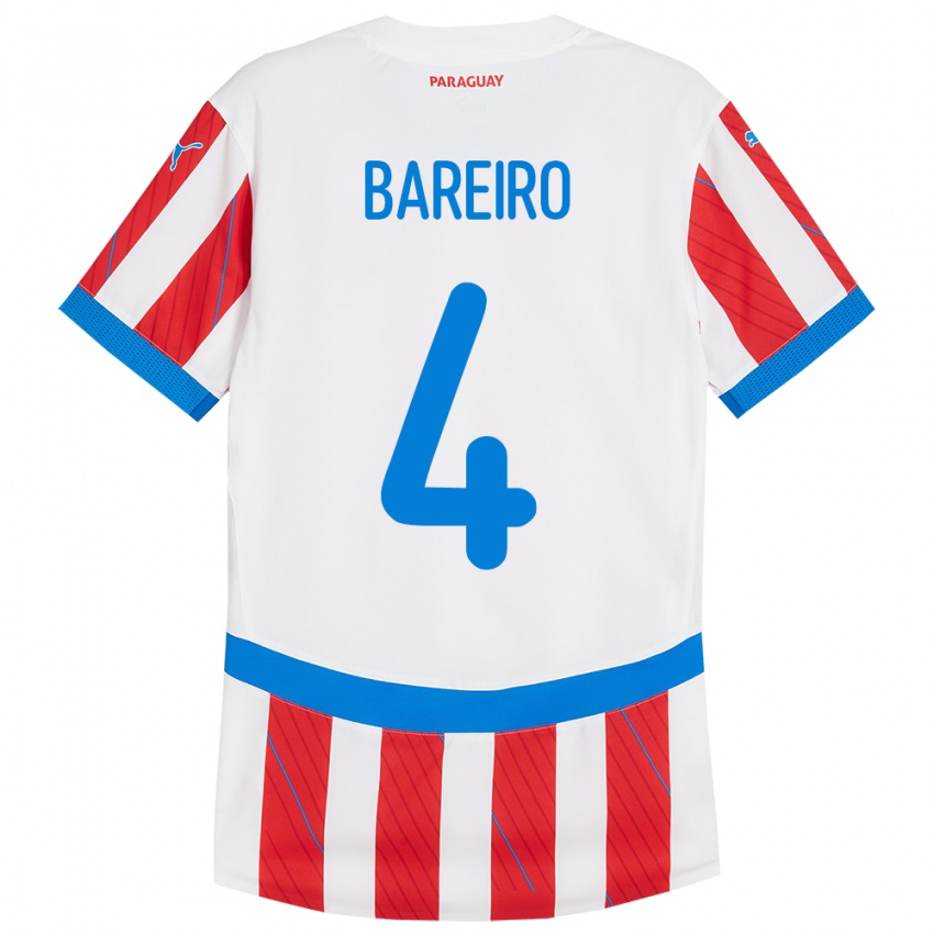 Kinder Paraguay Daysy Bareiro #4 Weiß Rot Heimtrikot Trikot 24-26 T-Shirt Österreich