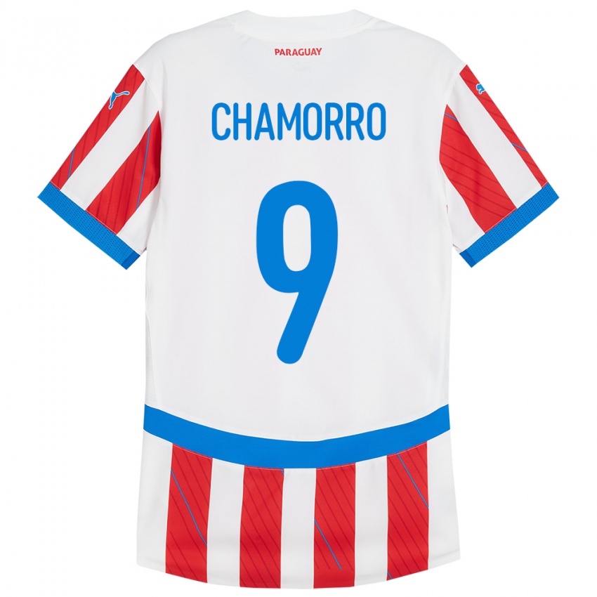 Kinder Paraguay Lice Chamorro #9 Weiß Rot Heimtrikot Trikot 24-26 T-Shirt Österreich