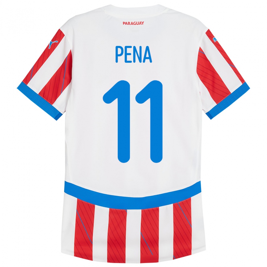 Kinder Paraguay Liz Peña #11 Weiß Rot Heimtrikot Trikot 24-26 T-Shirt Österreich