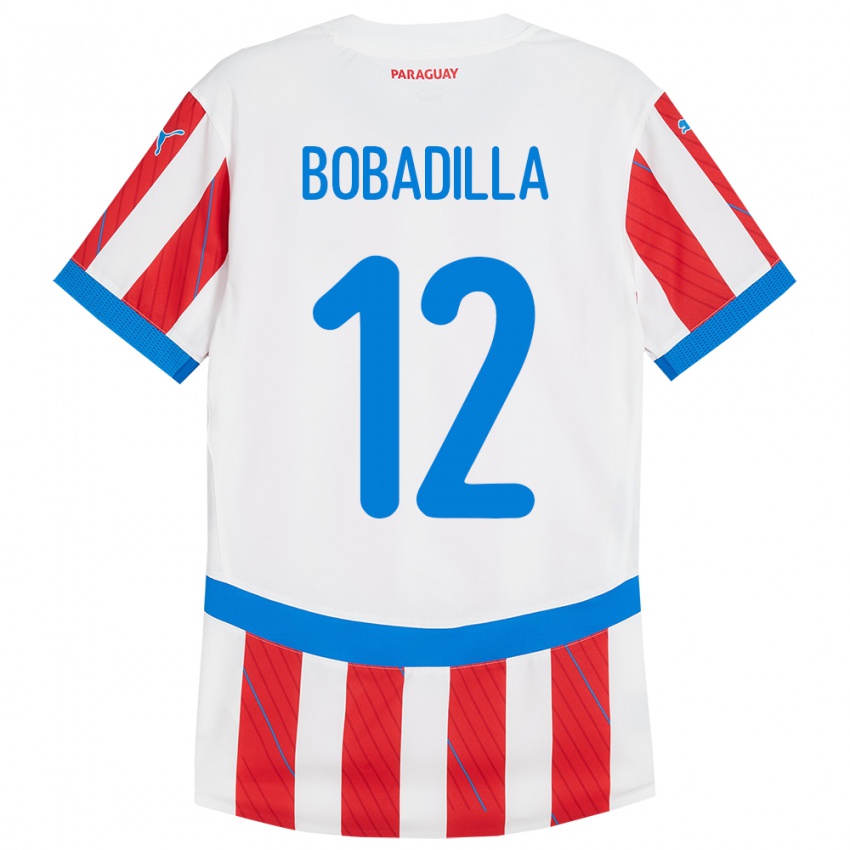 Kinder Paraguay Alicia Bobadilla #12 Weiß Rot Heimtrikot Trikot 24-26 T-Shirt Österreich