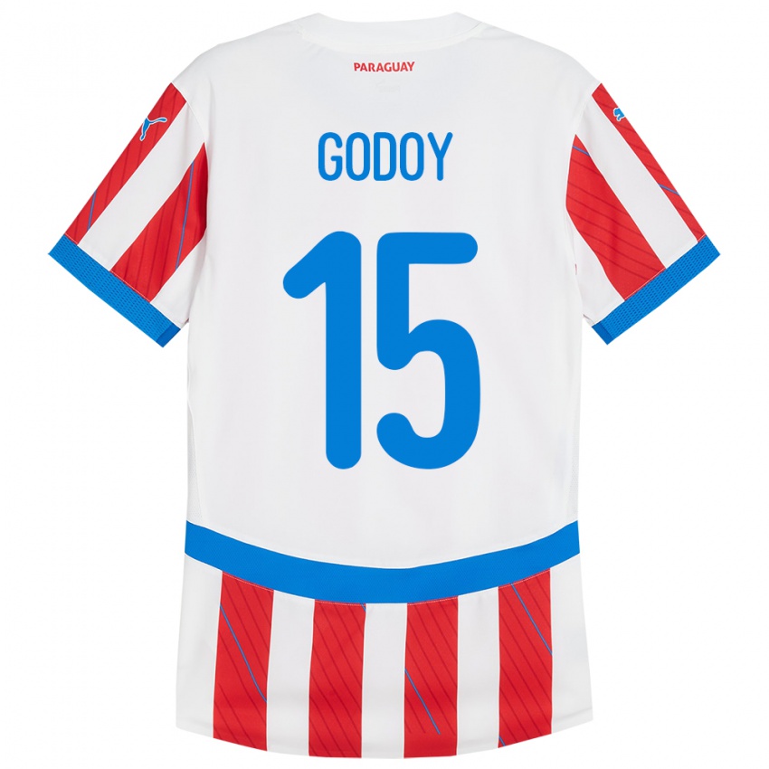 Kinder Paraguay Fanny Godoy #15 Weiß Rot Heimtrikot Trikot 24-26 T-Shirt Österreich