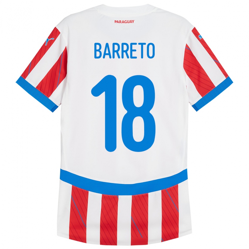 Kinder Paraguay Liz Barreto #18 Weiß Rot Heimtrikot Trikot 24-26 T-Shirt Österreich