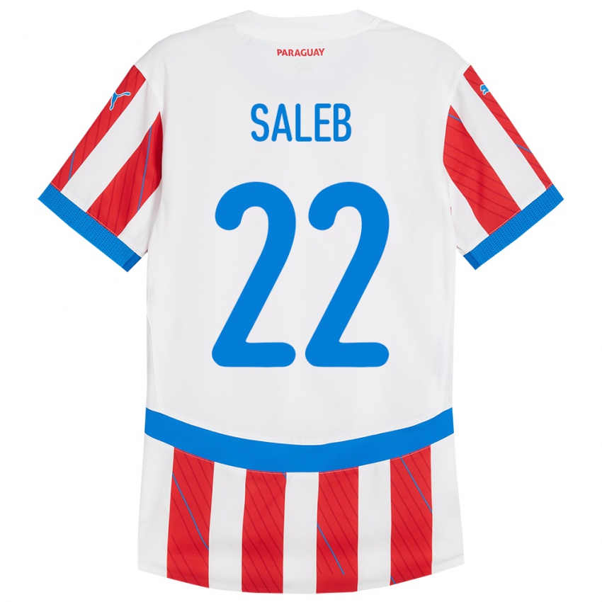 Kinder Paraguay Gloria Saleb #22 Weiß Rot Heimtrikot Trikot 24-26 T-Shirt Österreich