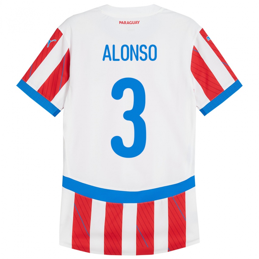 Kinder Paraguay Lorena Alonso #3 Weiß Rot Heimtrikot Trikot 24-26 T-Shirt Österreich