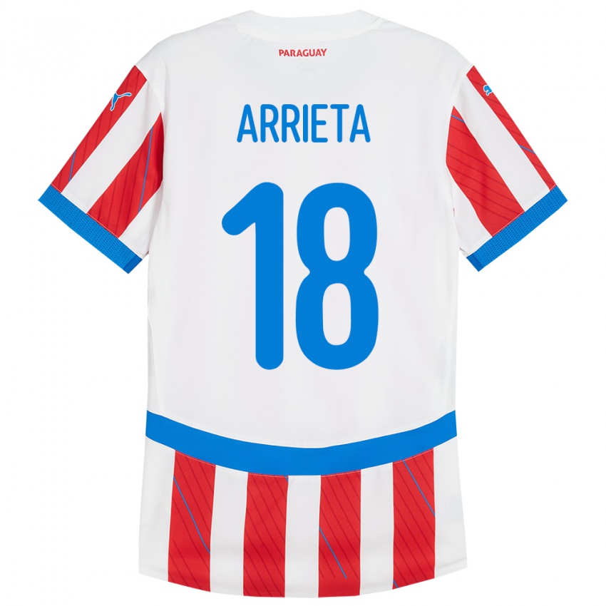 Kinder Paraguay Camila Arrieta #18 Weiß Rot Heimtrikot Trikot 24-26 T-Shirt Österreich