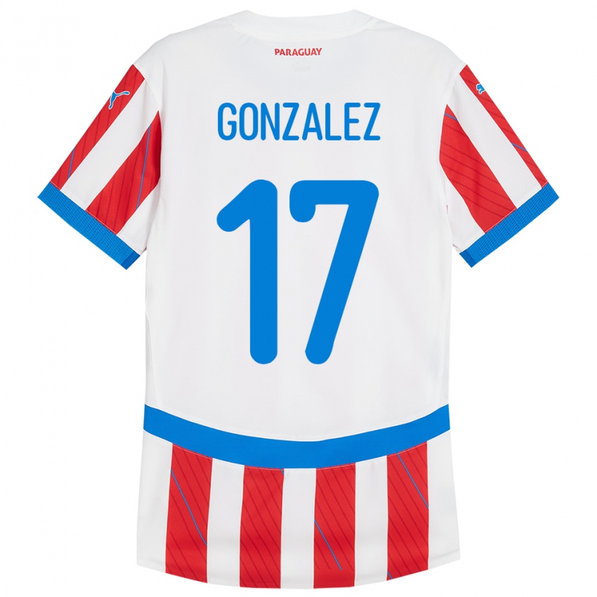 Kinder Paraguay Lourdes González #17 Weiß Rot Heimtrikot Trikot 24-26 T-Shirt Österreich