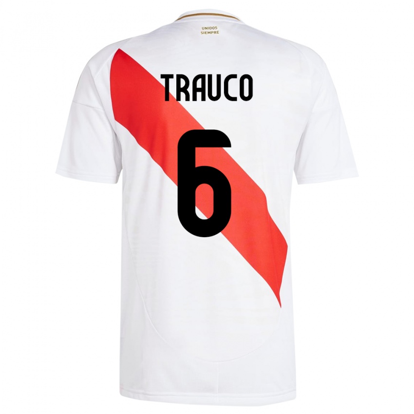 Kinder Peru Miguel Trauco #6 Weiß Heimtrikot Trikot 24-26 T-Shirt Österreich