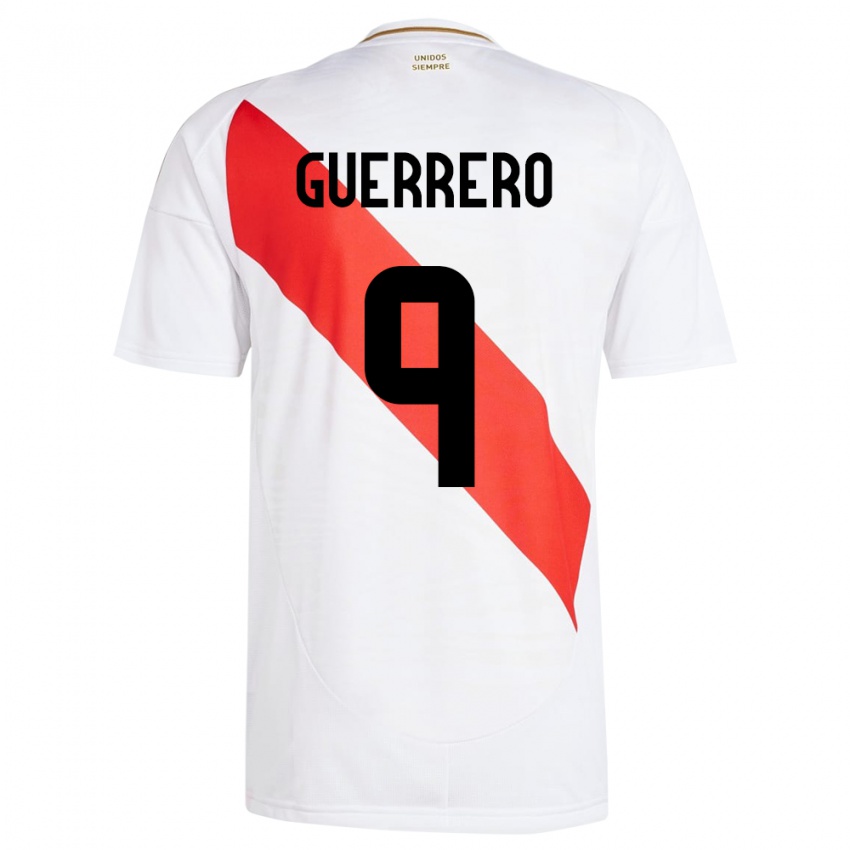 Kinder Peru Paolo Guerrero #9 Weiß Heimtrikot Trikot 24-26 T-Shirt Österreich