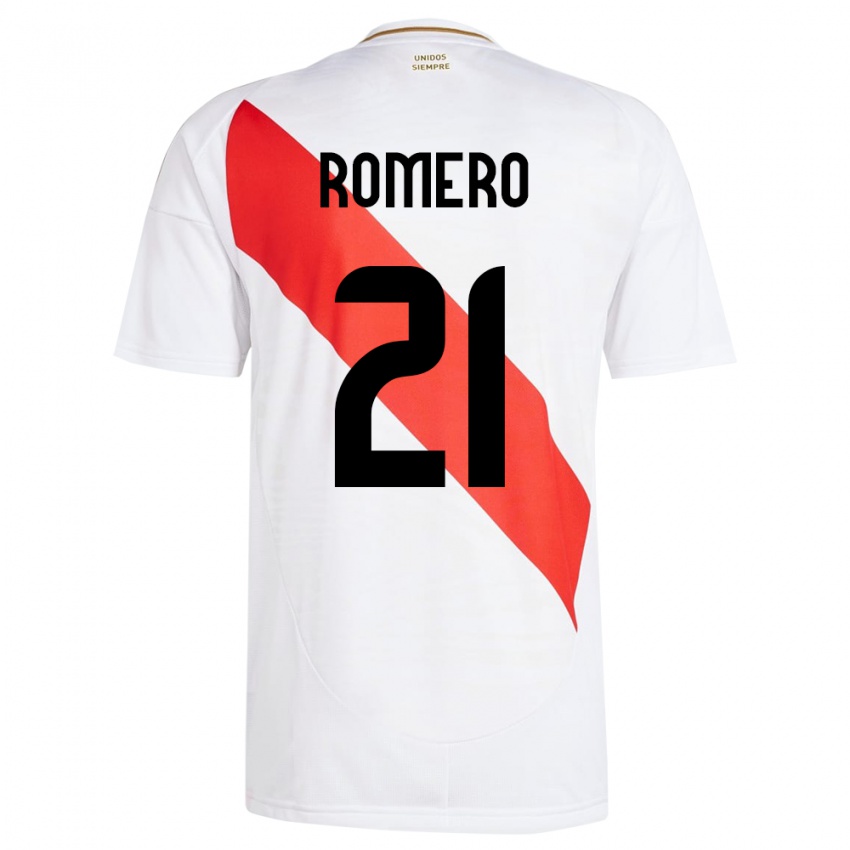 Kinder Peru Diego Romero #21 Weiß Heimtrikot Trikot 24-26 T-Shirt Österreich