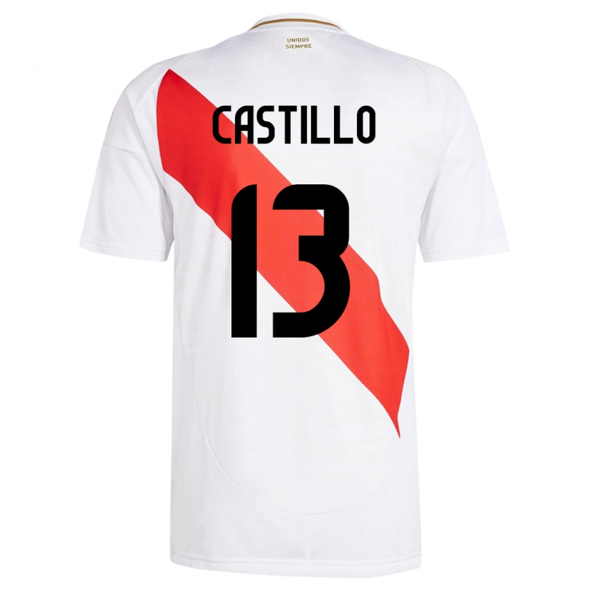 Kinder Peru Jesús Castillo #13 Weiß Heimtrikot Trikot 24-26 T-Shirt Österreich