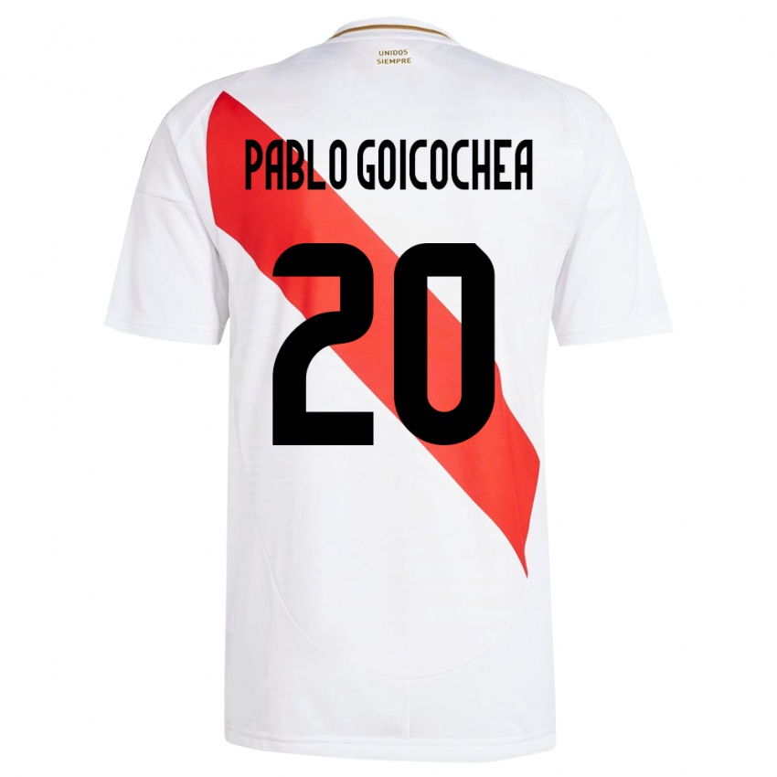 Kinder Peru Juan Pablo Goicochea #20 Weiß Heimtrikot Trikot 24-26 T-Shirt Österreich