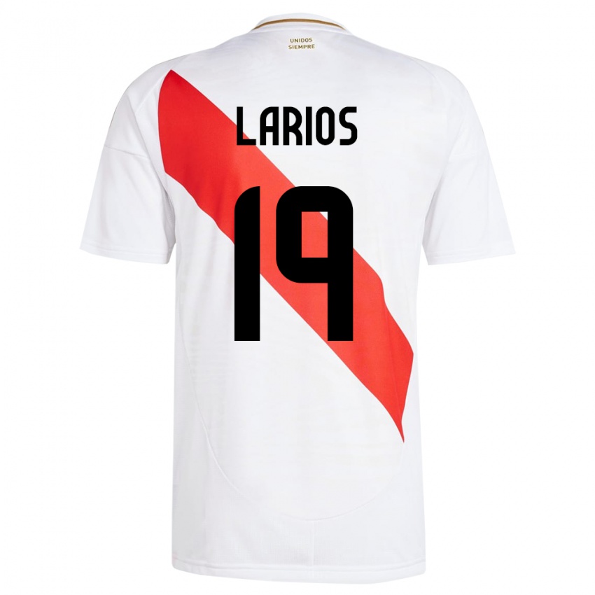 Kinder Peru Guillermo Larios #19 Weiß Heimtrikot Trikot 24-26 T-Shirt Österreich