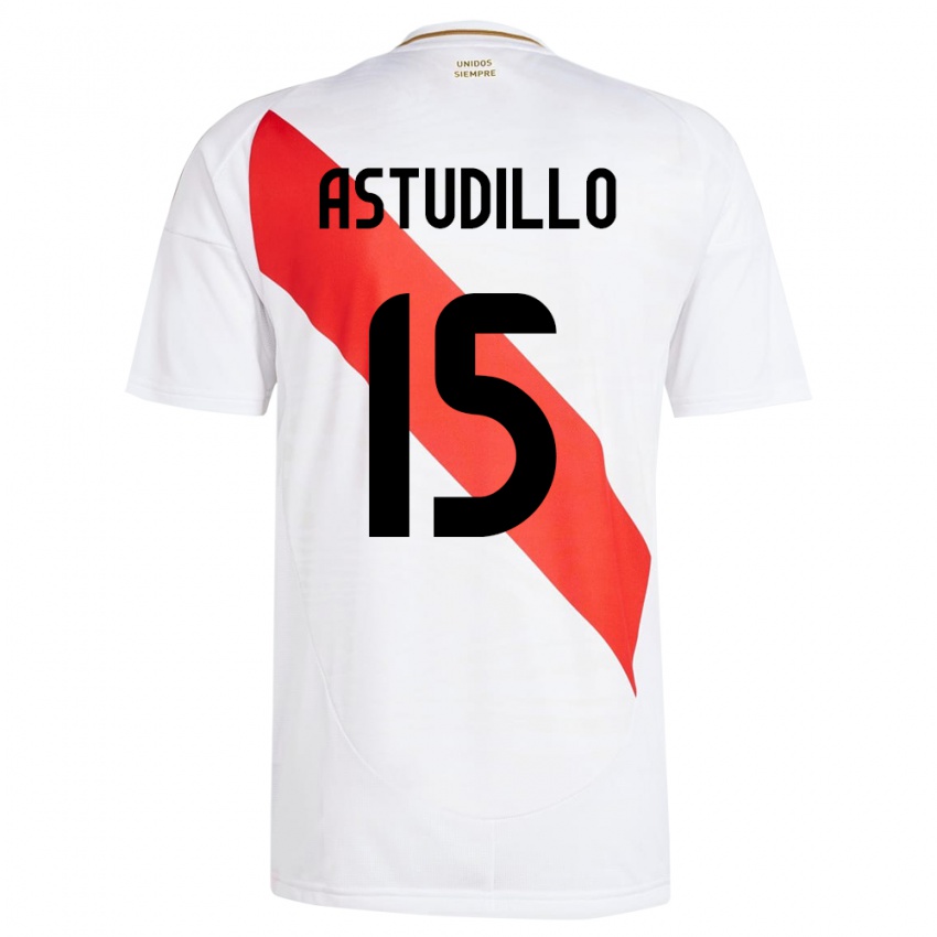 Kinder Peru Julinho Astudillo #15 Weiß Heimtrikot Trikot 24-26 T-Shirt Österreich