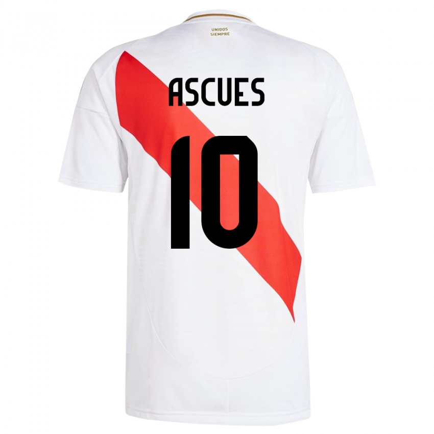 Kinder Peru Adrián Ascues #10 Weiß Heimtrikot Trikot 24-26 T-Shirt Österreich