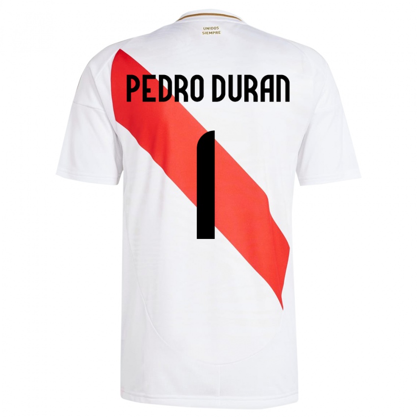 Kinder Peru Juan Pedro Durán #1 Weiß Heimtrikot Trikot 24-26 T-Shirt Österreich