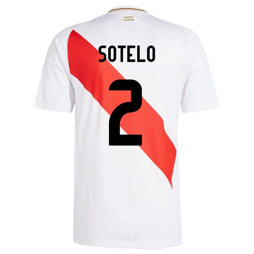 Kinder Peru Ghian Sotelo #2 Weiß Heimtrikot Trikot 24-26 T-Shirt Österreich